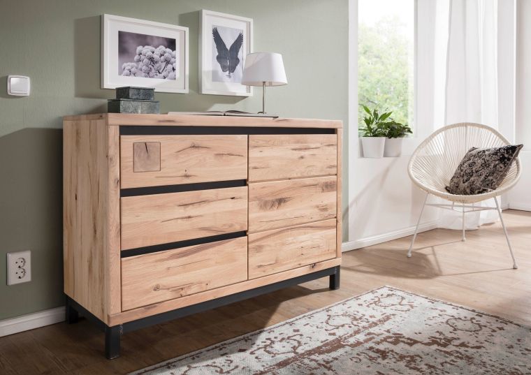 Sideboard Wildeiche 120x45x85 bianco geölt VILLANDERS #210