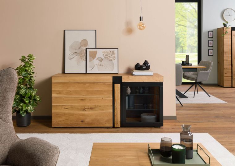 Sideboard Wildeiche 161x45x75 natur geölt ROTTERDAM #116