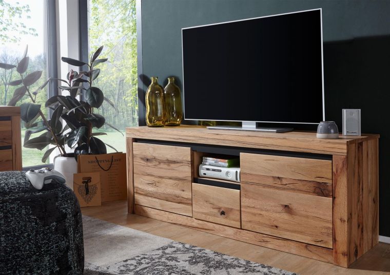 TV-Board Wild-/Zerreiche 155x45x60 natur geölt MONTREUX  #126
