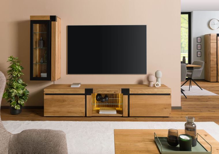 TV-Board Wildeiche 220x48x50 natur geölt ROTTERDAM #122