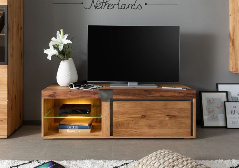 TV-Board Wildeiche / Zerreiche 150x48x50 natur geölt NEW AMSTERDAM #01
