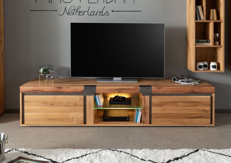 TV-Board Wildeiche / Zerreiche 220x48x50 natur geölt NEW AMSTERDAM #03