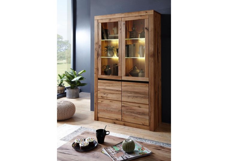 Vitrine Wild-/Zerreiche 105x42x190 natur geölt MONTREUX #101