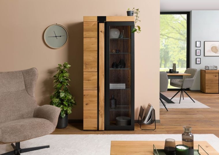 Vitrine Wildeiche 80x45x180 natur geölt ROTTERDAM #111