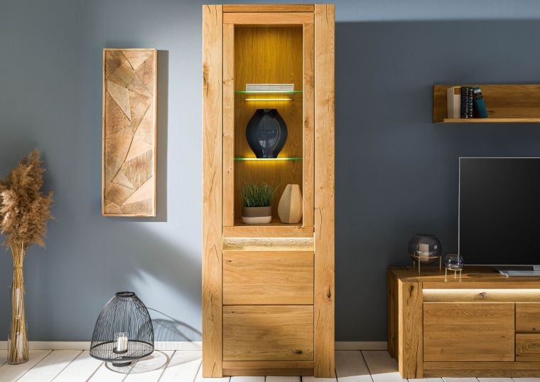 Vitrine Wildeiche 73x40x205 natur geölt KENT #101