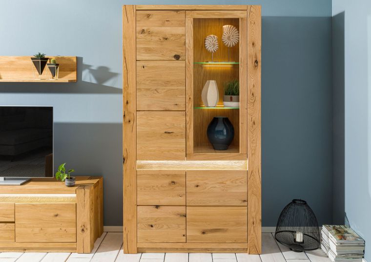 Vitrine Wildeiche 113x40x205 natur geölt KENT #102