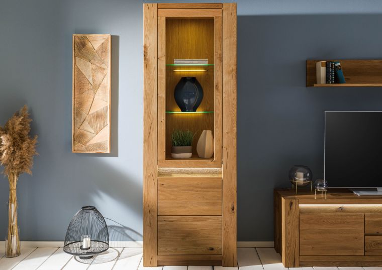 Vitrine Wildeiche 73x40x205 braun geölt KENT #301