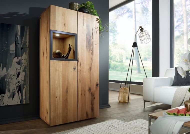 Highboard Wild-/Zerreiche 66x43x138 natur geölt FRANKFURT #114