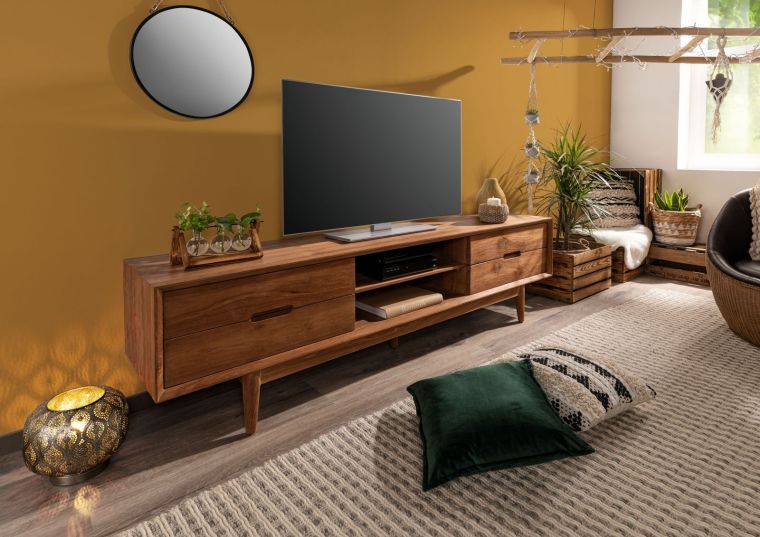 TV-Board Teak 200x40x56 natur unbehandelt BUTON #112