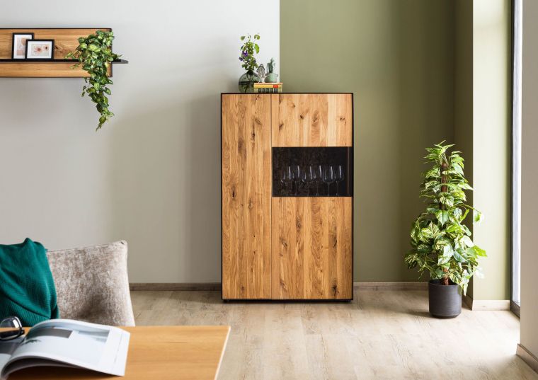 Highboard Wildeiche 89x45x140 natur geölt STARNBERG #01