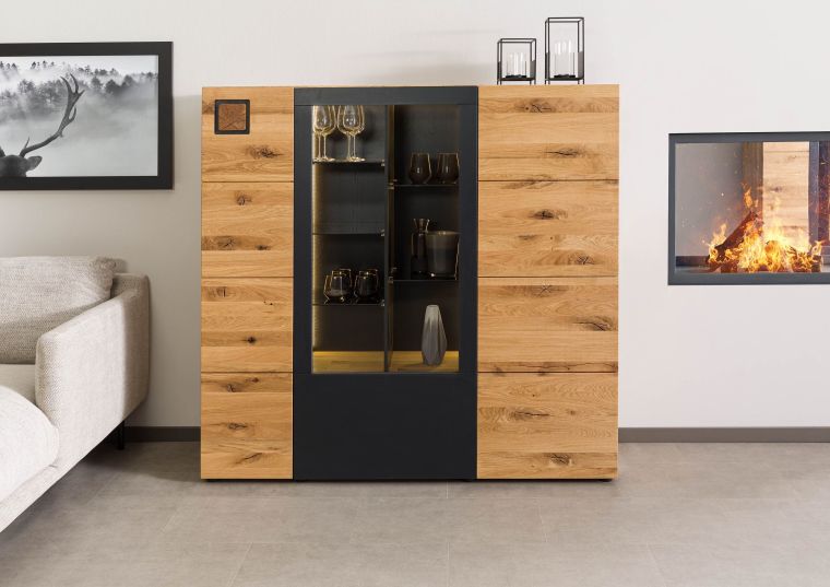 Highboard Wildeiche 148x43,5x143 natur geölt/lackiert KITZBÜHEL #106