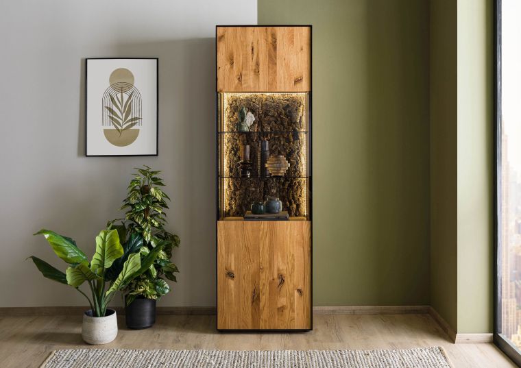 Vitrine Wildeiche 65x45x201 natur geölt STARNBERG #09