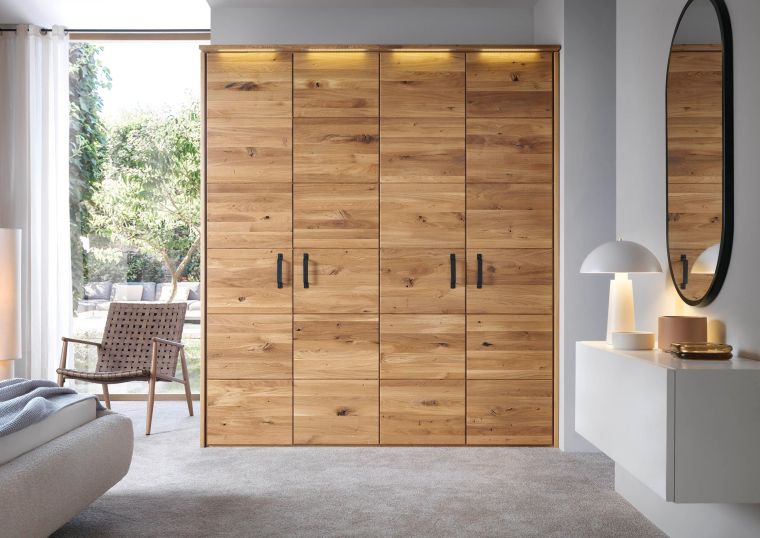 Kleiderschrank 4-türig Wildeiche 195x60x219 natur geölt HALMSTAD #101