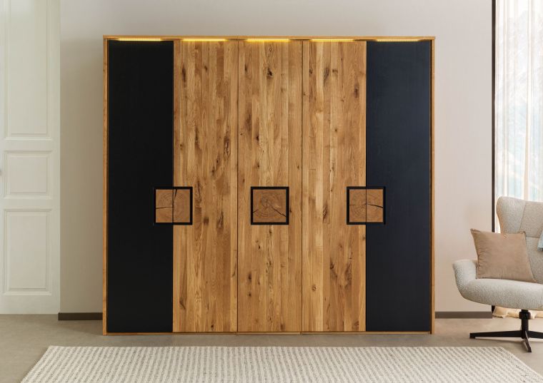 Kleiderschrank Wildeiche Basic 241x60x219 natur geölt/lackiert KITZBÜHEL #178