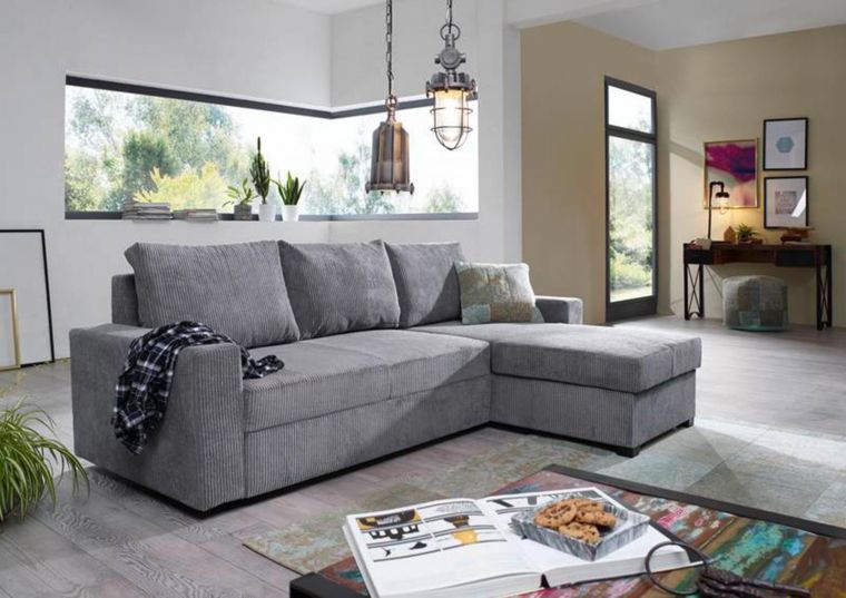 Ecksofa 238x164x87 grau Cordstoff MERKLIN