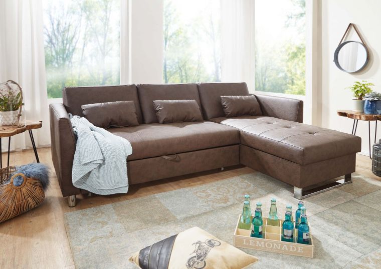 Ecksofa 227x160x83 dunkelbraun JONAS #115