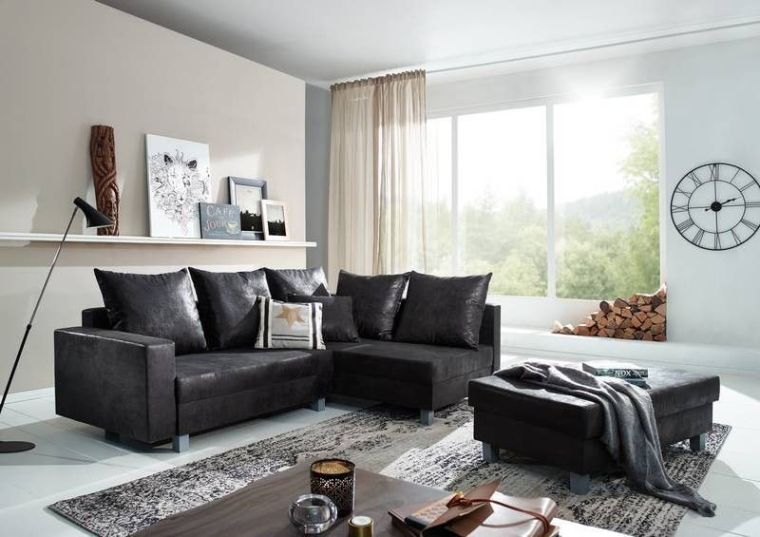 Ecksofa inklusive Hocker 230x160x85 grau MAIA