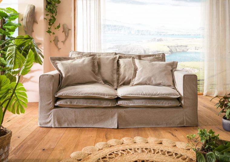 Hussensofa 2-Sitzer 196x108x76 beige KINGSTON