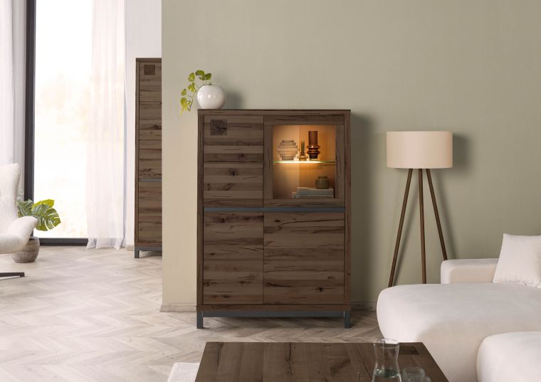 Highboard Kernbuche 103x40x148 tabacco braun geölt VILLANDERS #205