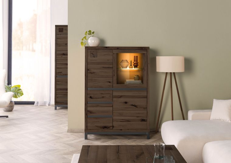 Highboard Kernbuche 103x40x148 tabacco braun geölt VILLANDERS #206