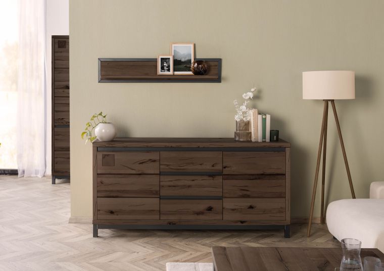 Sideboard Kernbuche 175x45x85 tabacco braun geölt VILLANDERS #209