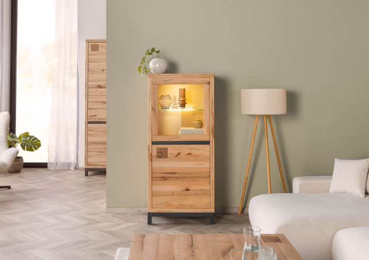 Vitrine Kernbuche 65x40x148 natur geölt VILLANDERS #104