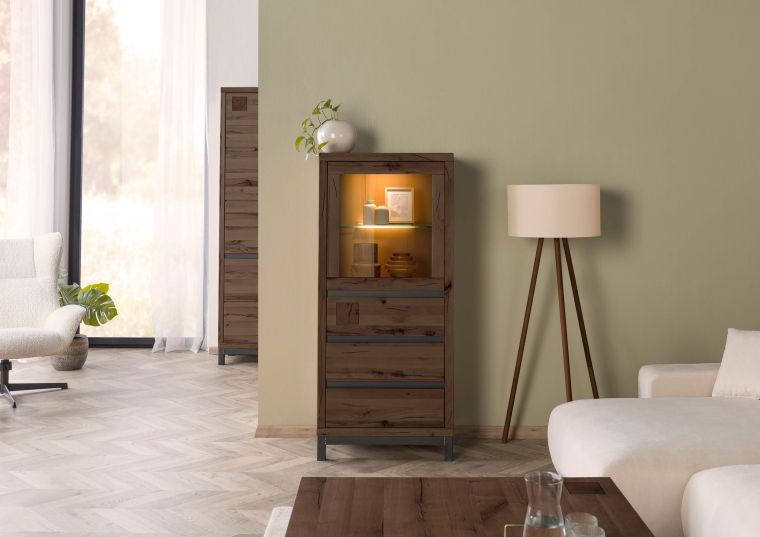 Vitrine Kernbuche 65x40x148 tabacco braun geölt VILLANDERS #203