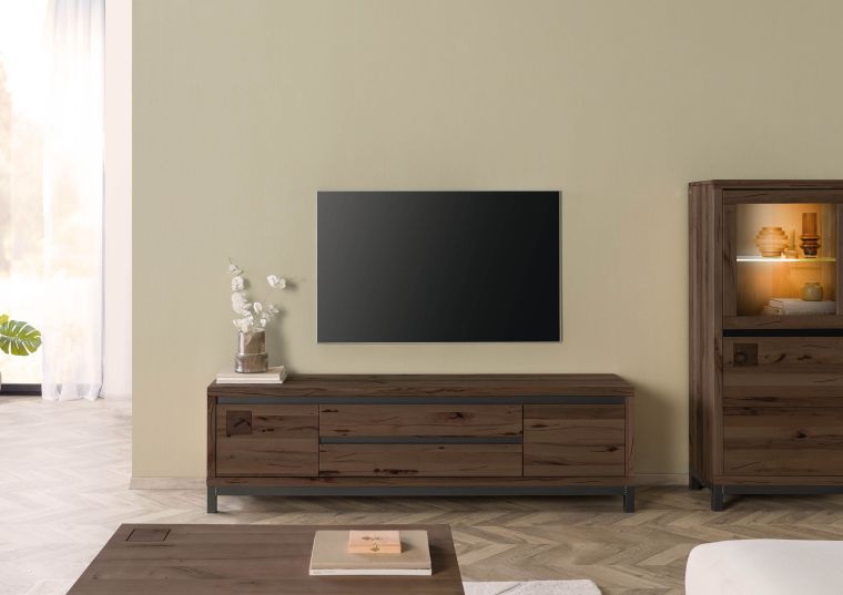 TV-Board Kernbuche 190x40x56 tabacco braun geölt VILLANDERS #253