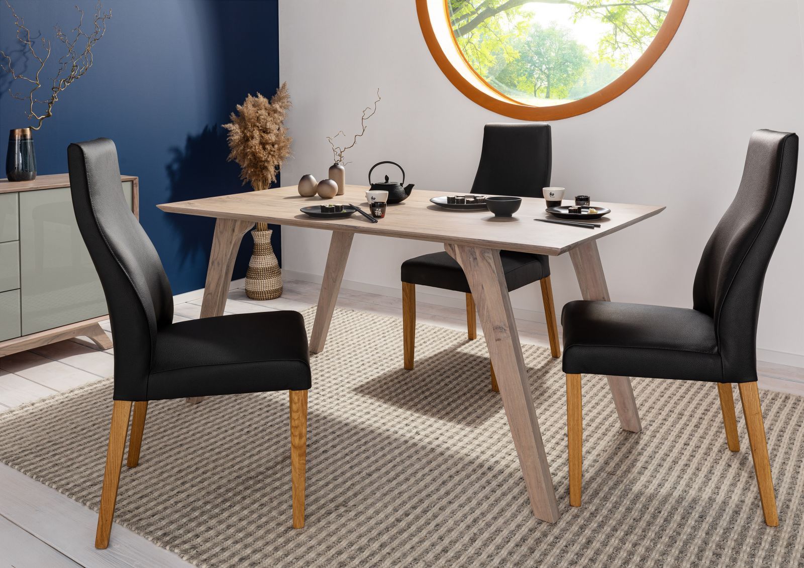 Massivmoebel24 Esstisch Akazie 160x90x76 braun-creme lackiert TROMSO #013 hellbraun L:90mm x B:160mm x H:76mm