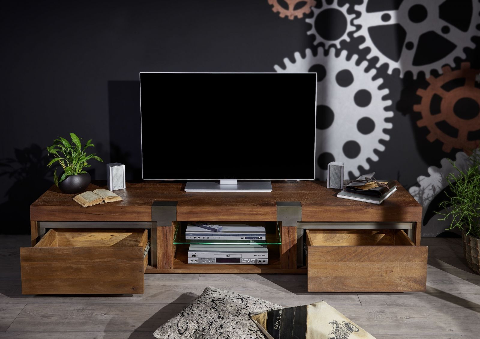 Modernes TV-Board für Fernseher bis 60 Zoll Kerneiche-Effekt Marke - Movian Ems 152,4 x 39,5 x 45 cm 