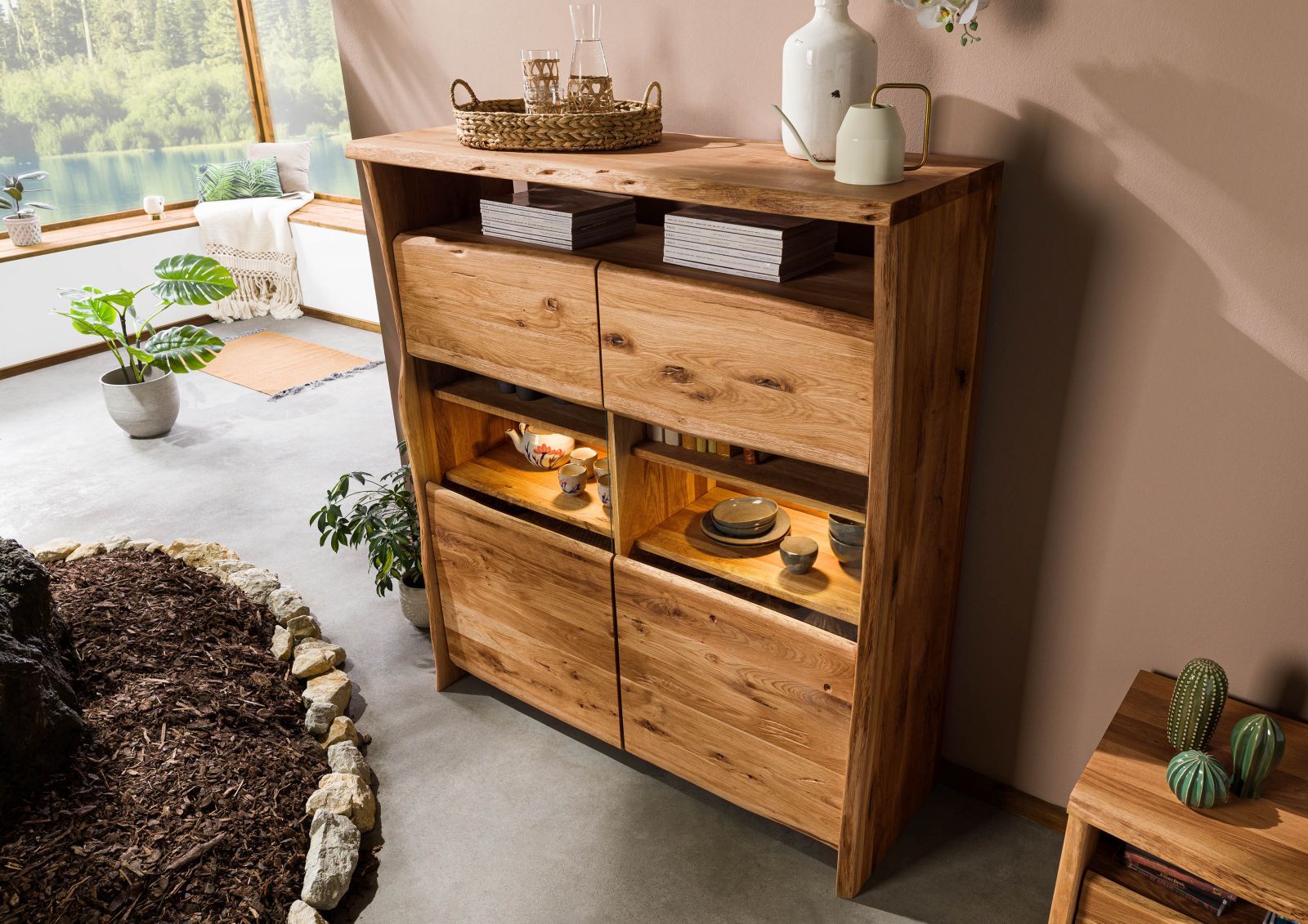 highboard wildeiche 131x45x147 natur geölt pure oak #105