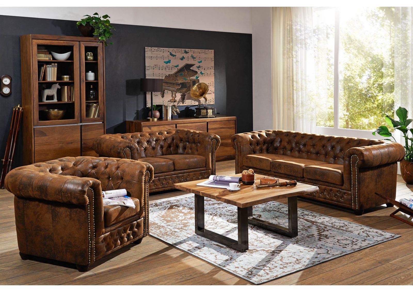Sofa 203x86x72 braun CHESTERFIELD