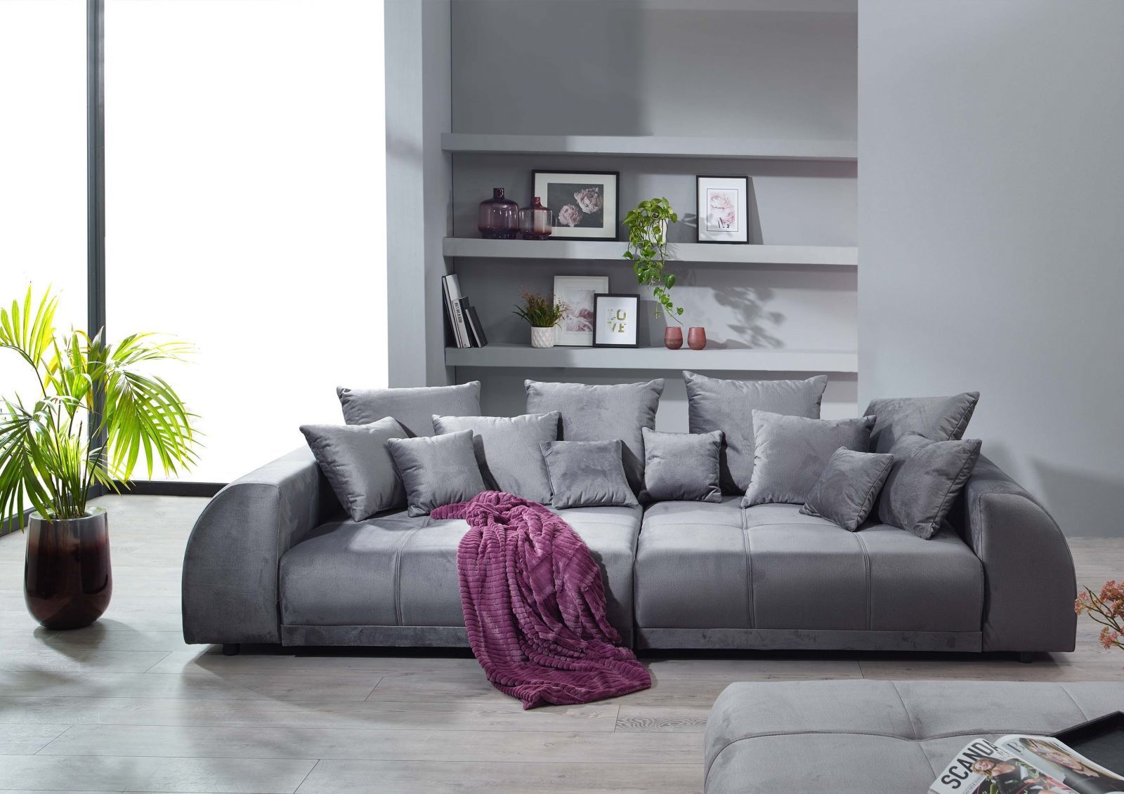 Bigsofa inkl. Hocker grau VANESSA 20