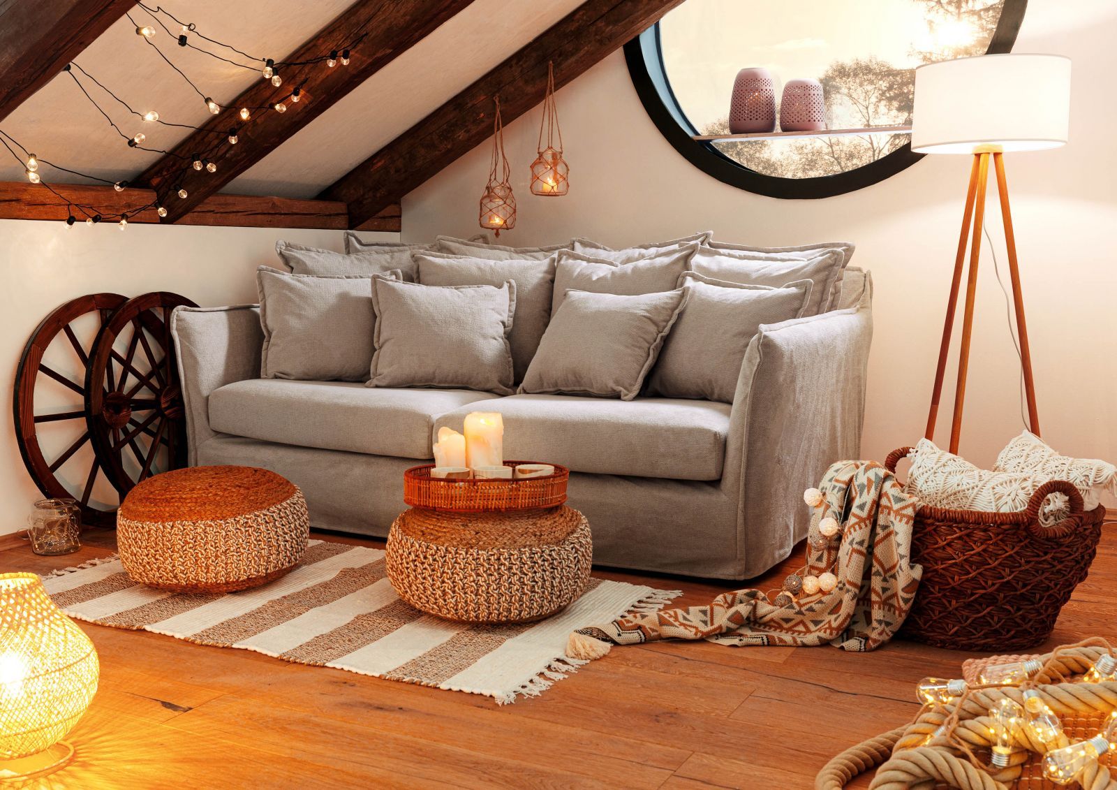 Sofa im Landhausstil in Beige | Massivmoebel24