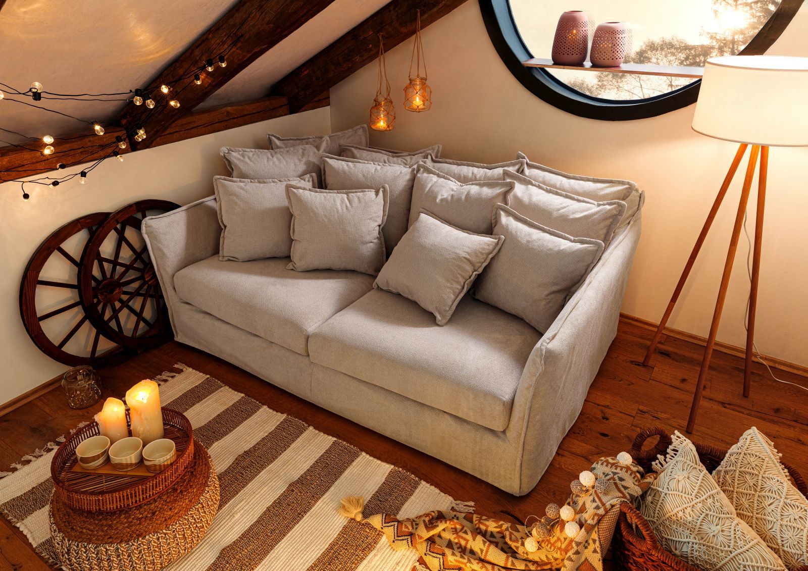 Sofa im Landhausstil in Beige | Massivmoebel24