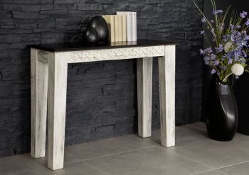 Konsolentisch Mango / Akazie 110x40x76 weiß gewachst CASTLE-ANTIK #241