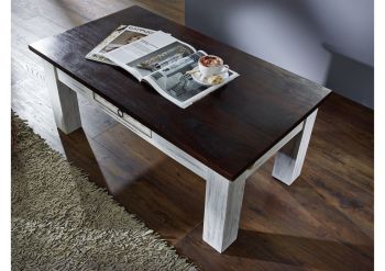 Couchtisch Mango / Akazie 110x60x45 weiß gewachst CASTLE-ANTIK #245