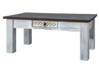 Couchtisch Mango / Akazie 110x60x45 weiß gewachst CASTLE-ANTIK #245