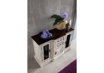 Sideboard Mango / Akazie 135x50x90 weiß gewachst CASTLE-ANTIK #215