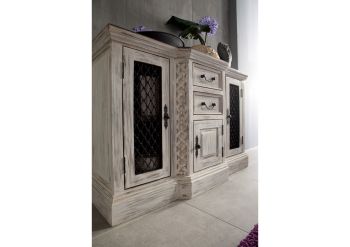Sideboard Mango / Akazie 135x50x90 weiß gewachst CASTLE-ANTIK #215