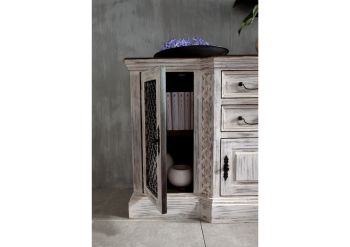 Sideboard Mango / Akazie 135x50x90 weiß gewachst CASTLE-ANTIK #215