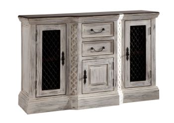 Sideboard Mango / Akazie 135x50x90 weiß gewachst CASTLE-ANTIK #215