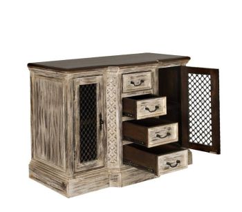 Sideboard Mango / Akazie 135x50x90 weiß gewachst CASTLE-ANTIK #40