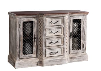 Sideboard Mango / Akazie 135x50x90 weiß gewachst CASTLE-ANTIK #40