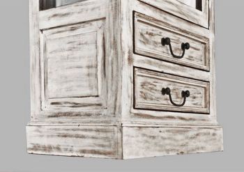 Vitrine Mango / Akazie 55x40x165 weiß gewachst CASTLE-ANTIK #207