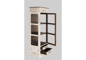 Vitrine Mango / Akazie 55x40x165 weiß gewachst CASTLE-ANTIK #207
