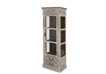 Vitrine Mango / Akazie 55x40x165 weiß gewachst CASTLE-ANTIK #207