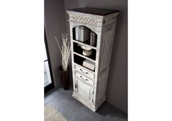 Regal Mango / Akazie 60x40x180 weiß gewachst CASTLE-ANTIK #213