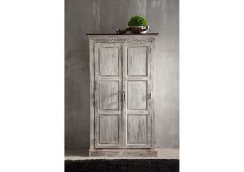 Schrank Mango / Akazie 105x50x180 weiß gewachst CASTLE-ANTIK #221