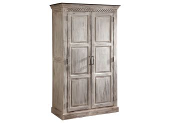 Schrank Mango / Akazie 105x50x180 weiß gewachst CASTLE-ANTIK #221